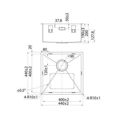 Кухонная мойка Iddis Edifice EDI44G0i77 45х45 цвет серый поверхность матовая