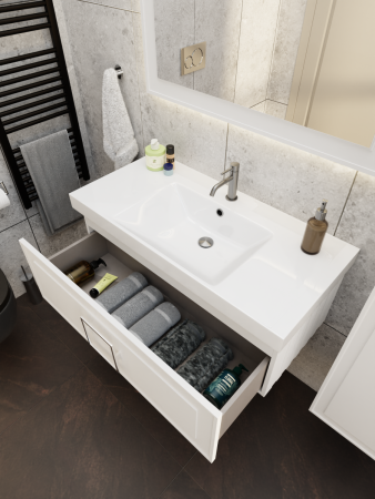 Тумба с раковиной La Fenice CUBO NFNC-01-CUB-B-100-1-100 100х50 подвесная цвет белый