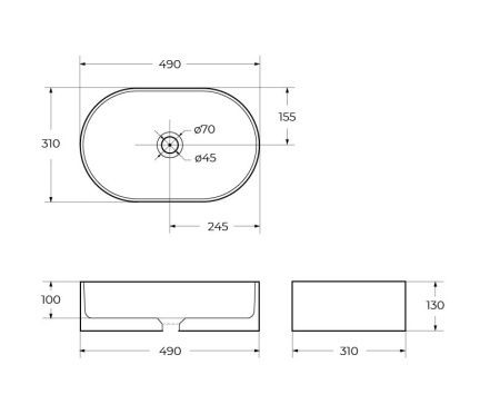 Раковина из сантехнического фаянса BelBagno BB1497 50х30 накладная цвет белый без отверстий под смеситель