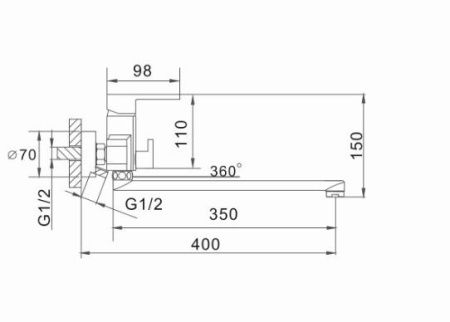 Смеситель для ванны D-Lin D147366-C настенный белый