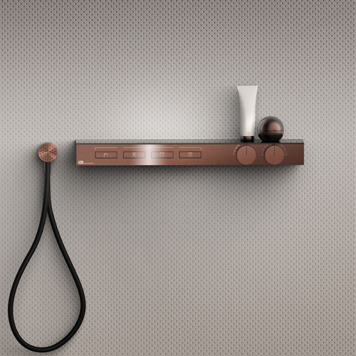 Смеситель для душа Gessi Hi-Fi 63026#708 встраиваемый в стену медь с термостатом (внешняя часть) - фото 2