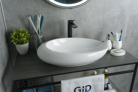 Раковина керамическая Gid Creativo 51167 60х40 накладная цвет белый без отверстий под смеситель