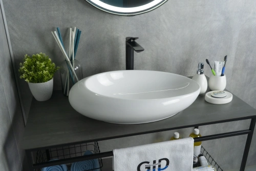 Раковина керамическая Gid Creativo 51167 59х37 накладная цвет белый - фото 3