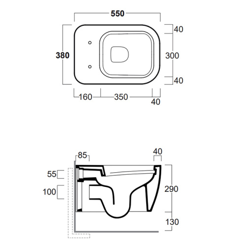 Чаша унитаза подвесная Simas Henges HE18 nero matt цвет черный матовый без сиденья безободковая каскадный смыв - фото 2