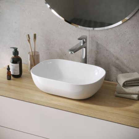 Раковина из сантехнического фаянса Grossman Style GR-3051 50х30 накладная цвет белый без отверстий под смеситель