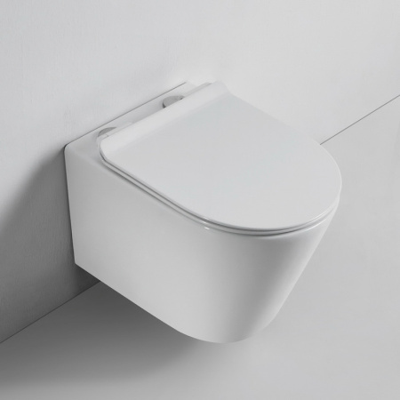 Унитаз подвесной Bond Oval F03-10 белый с сиденьем микролифт безободковый душевой смыв