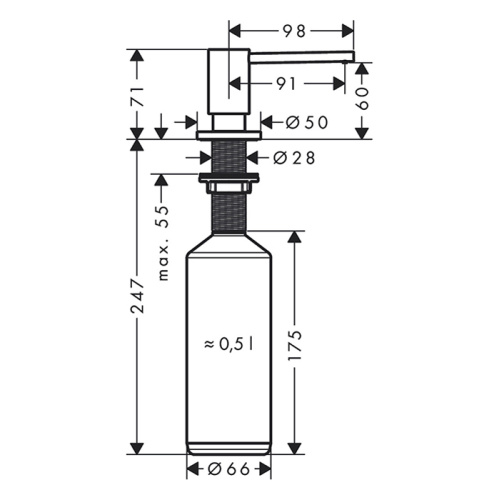Дозатор встраиваемый для жидкого мыла Hansgrohe A41 40438800 - фото 2