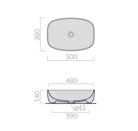 Раковина из сантехнического фарфора Galassia Dream 7301GM 50х40 накладная цвет серый