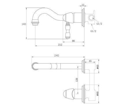 Смеситель для раковины Bronze de Luxe TIFFANY 1920BR встраиваемый в стену бронза