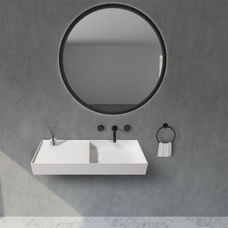 Раковина из искусственного камня Abber STEIN AS2648 80х40 подвесная цвет белый без отверстий под смеситель