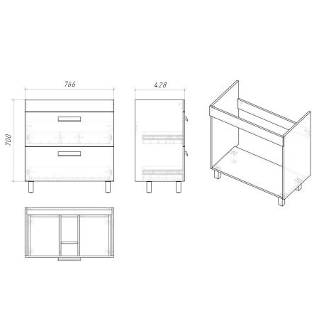 Тумба под раковину Grossman Нео 108019-1K 80х40 напольная цвет белый