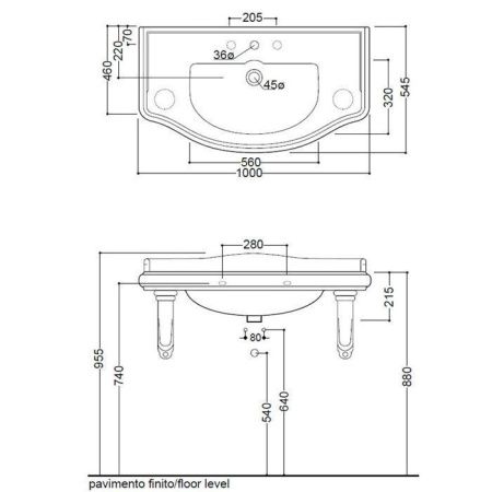 Тумба под раковину Kerasan Retro 734730 100х60 цвет белый