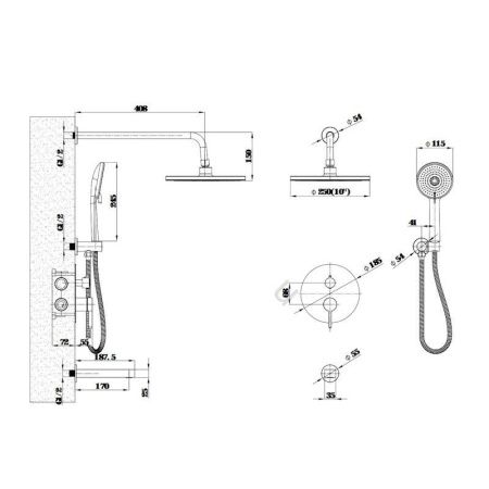 Душевая система Esko 7in1SCGM встраиваемая в стену цвет серый
