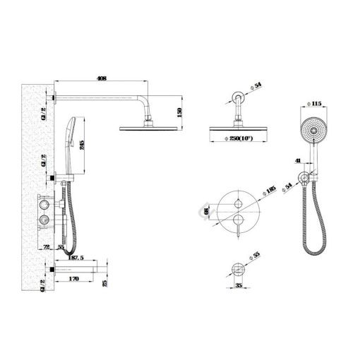Душевая система Esko 7in1SCGM встраиваемая в стену цвет оружейная сталь - фото 3