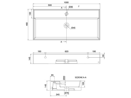 Раковина из санфаянса Scarabeo Teorema 2.0 5106/R-100A 100х46 накладная цвет белый