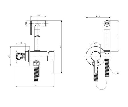 Гигиенический душ Cezares CZR CZR-SET-DA1-ID2-FMM120-NOP черный