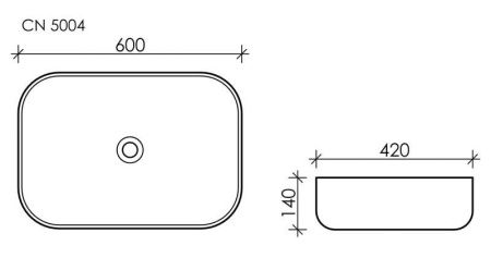 Раковина из сантехнического фарфора Ceramica Nova ELEMENT CN5004 60х40 накладная цвет белый без отверстий под смеситель