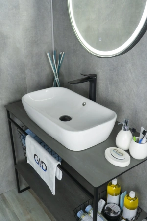 Раковина керамическая Gid Geométrico 51132 60х30 накладная цвет белый без отверстий под смеситель