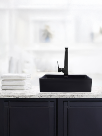 Раковина из сантехнического фаянса WeltWasser WW SK 10000004505 40 см накладная цвет черный 1 отверстие под смеситель