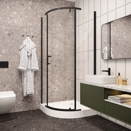 Душевой уголок Cerutti SPA KORRA Z90B 90х90 стекло прозрачное профиль черный без поддона