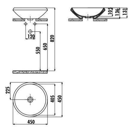 Раковина из сантехнического фарфора Creavit Mono MN045-00CB00E-AK00 50х50 накладная цвет золото