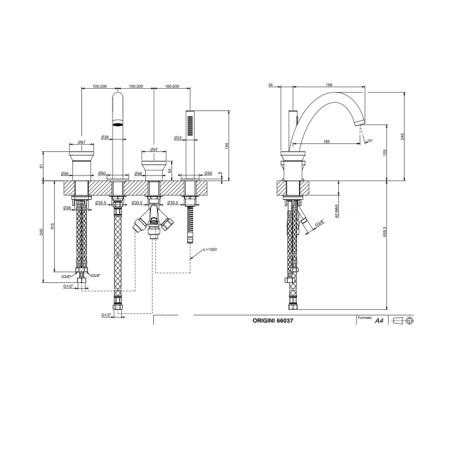 Смеситель Gessi Origini 66037#031 на борт ванны хром