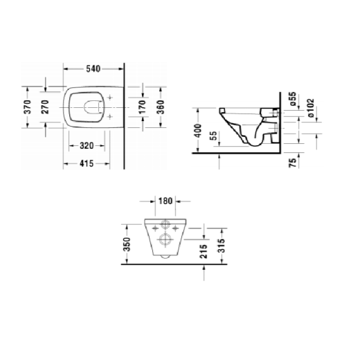 Унитаз подвесной Duravit DuraStyle 45520900A1 (255209+006379) белый с сиденьем микролифт каскадный смыв - фото 2