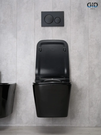 Унитаз подвесной Gid Cuadrado 62224Y черный с сиденьем микролифт безободковый