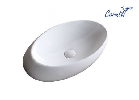 Раковина из сантехнического фарфора Cerutti SPA CR0058A 50х30 накладная цвет белый без отверстий под смеситель
