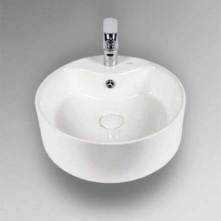 Раковина из сантехнического фарфора Bond Circle S03-410 40х40 накладная цвет белый 1 отверстие под смеситель