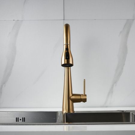 Смеситель для кухни Shevanik S363G на мойку золото