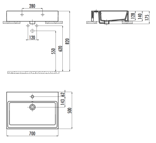 Раковина из сантехнического фарфора Creavit Next NX270-00CB00E-0000 70х50 накладная цвет белый - фото 2