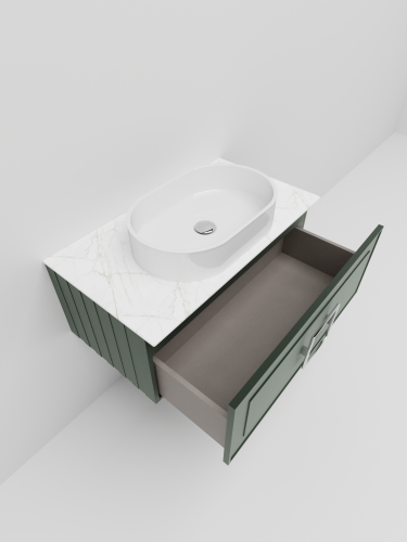 Тумба со столешницей La Fenice CUBO NFNC-01-CUB-G-80-1-GG 80х36х49 подвесная цвет серый/зелёный - фото 4