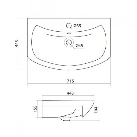 Раковина керамическая Onika Балтика 1WH207776 70х40 накладная цвет белый 1 отверстие под смеситель