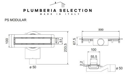 Душевой лоток Plumberia Selection PSM MODULAR PSM80MT