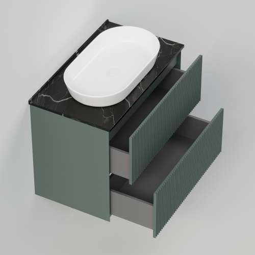 Тумба со столешницей La Fenice TERRA TWIN NFNC-01-TER-G-80-2-3-GB 81х62х47 подвесная цвет серый/зелёный - фото 2