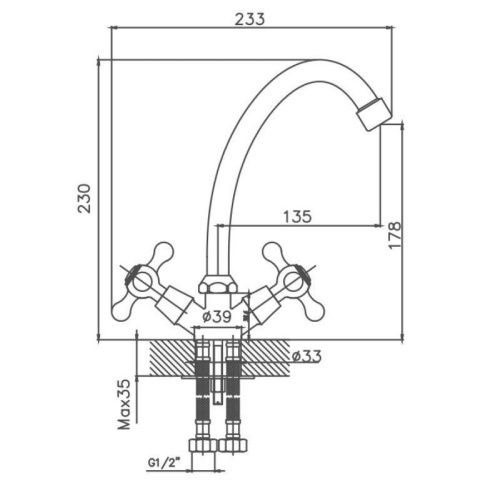 Смеситель для кухни Cron CN4008 на мойку хром - фото 3