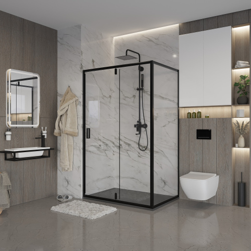 Боковая стенка Niagara Nova NG-A80B 80х195 стекло прозрачное профиль черный - фото 2