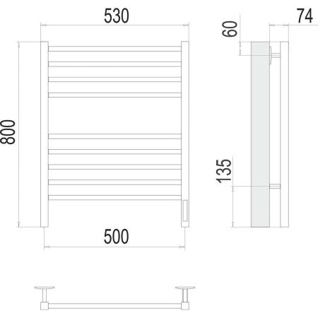 Полотенцесушитель электрический Terminus 4670078542977 55х80 черный