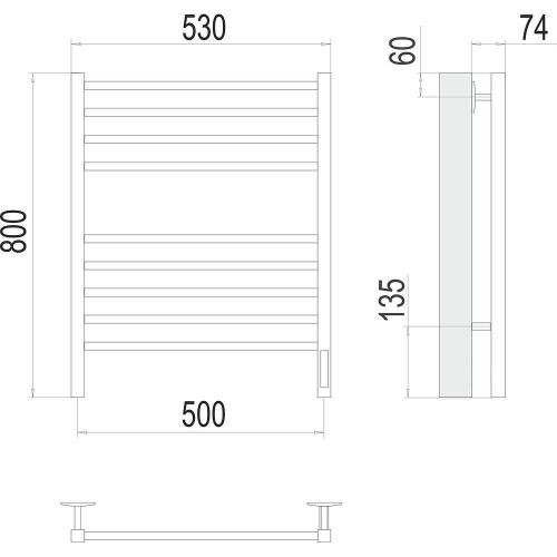 Полотенцесушитель Terminus 4670078542977 53х80 электрический черный - фото 3