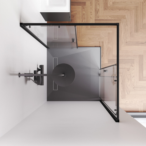 Душевой уголок Am.Pm X-joy W94G-403-100100-BТ1К 99х99 стекло прозрачное профиль черный матовый без поддона - фото 4