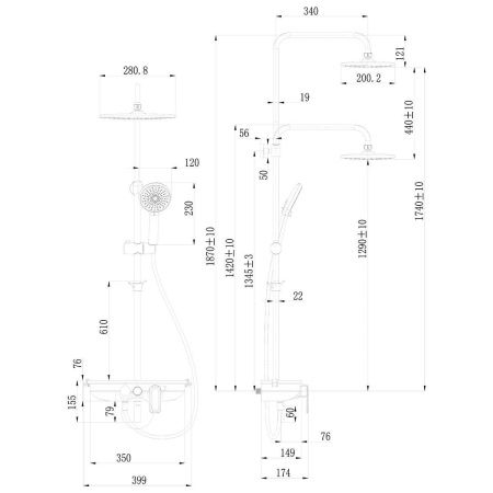 Душевая стойка LeMark Tropic LM7012C настенная цвет хром