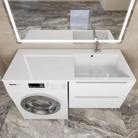 Раковина из искусственного камня Uperwood Cosmos 291020412 120х50 над стиральной машиной цвет белый