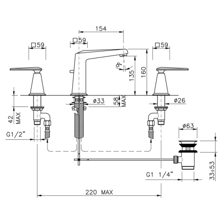 Смеситель Nicolazzi Vincent 1008CR28 на раковину хром