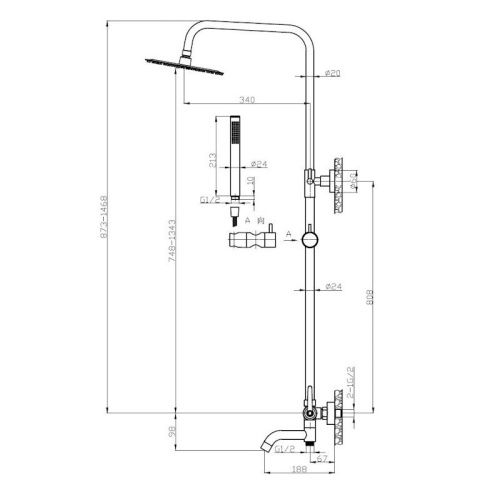 Душевая стойка Esko ST250BGGM настенная цвет оружейная сталь - фото 3