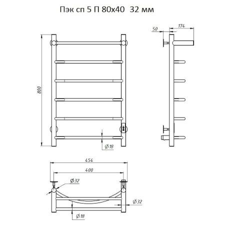 Полотенцесушитель электрический Тругор Пэк Пэксп5П80х4032 45х80 хром