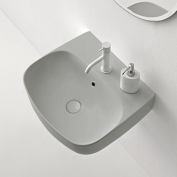 Раковина из сантехнического фарфора Kerasan Tribeca 534059*1 50х45 накладная цвет серый матовый