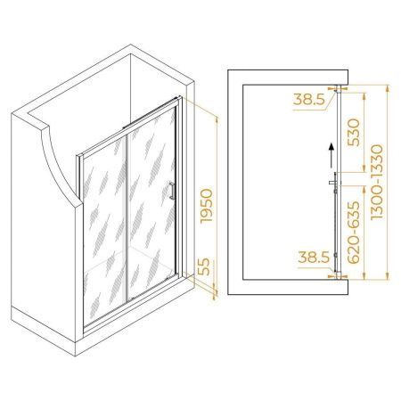 Душевая дверь RGW Passage 350801613-11 130х195 стекло прозрачное профиль хром