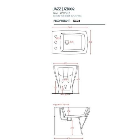 Биде напольное Artceram JAZZ JZB002 01 00*1 цвет белый