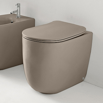 Чаша унитаза приставная Kerasan Nolita 531881 цвет бежевый матовый без сиденья безободковая каскадный смыв